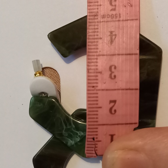 NEW Big Metal London Chunky Green Marbled Hoop Earrings - Picture 5 of 6